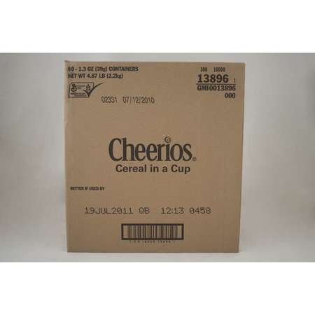 CHEERIOS Cheerios Gluten Free Cereal Single Serve Cup 1.3 oz., PK60 16000-13896